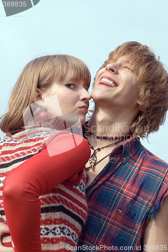 Image of Young couple - the guy and the girl outdoor 3