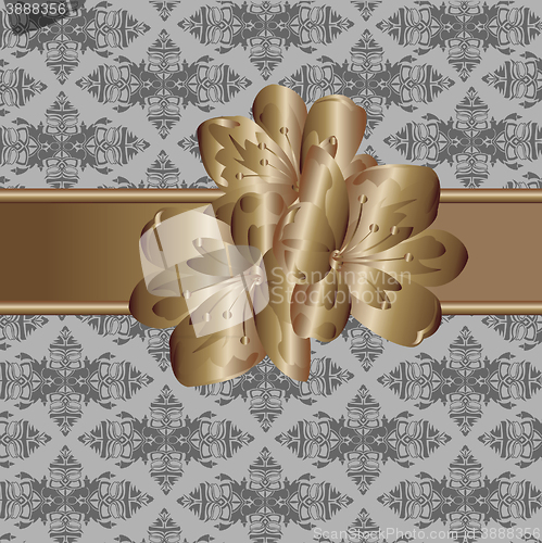 Image of Wallpaper with pattern and metallic flower