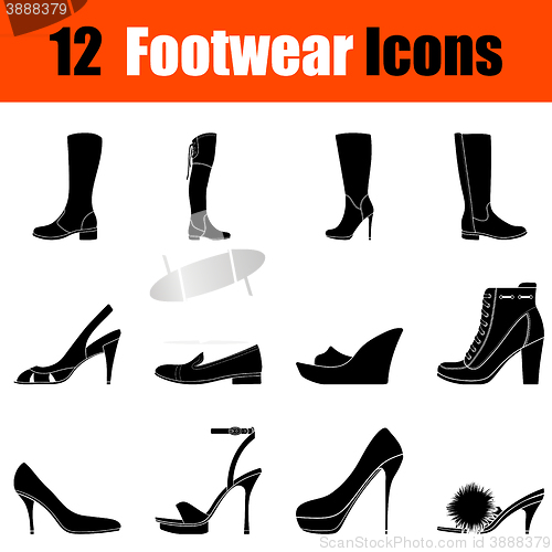 Image of Set of woman\'s  footwear icons