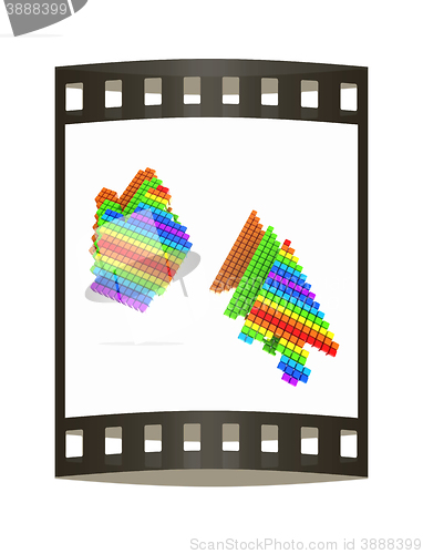 Image of Set of Link selection computer mouse cursor on white background. The film strip