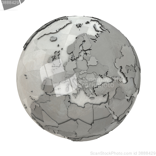 Image of Europe on metallic planet Earth