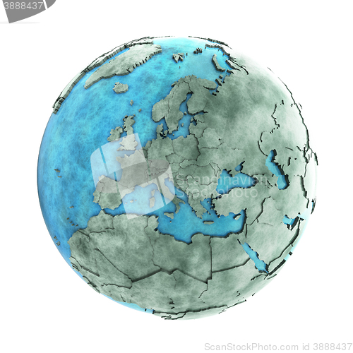 Image of Europe on marble planet Earth