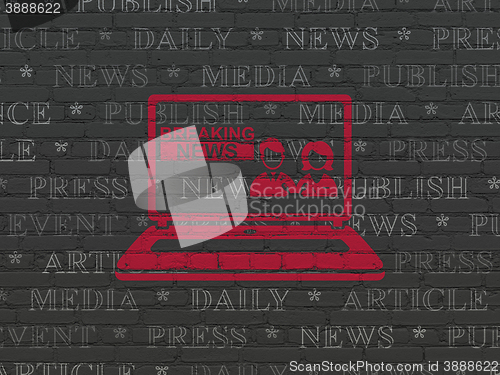 Image of News concept: Breaking News On Laptop on wall background