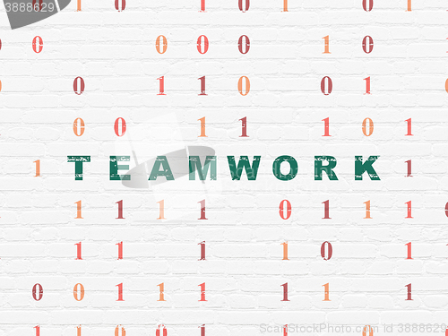 Image of Finance concept: Teamwork on wall background