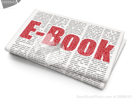 Image of Learning concept: E-Book on Newspaper background