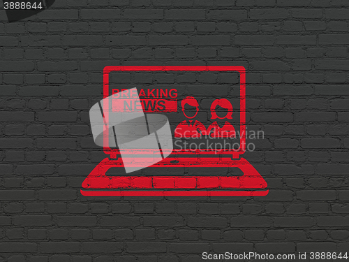 Image of News concept: Breaking News On Laptop on wall background