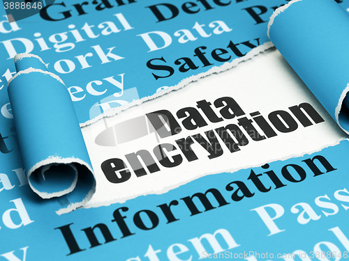 Image of Safety concept: black text Data Encryption under the piece of  torn paper