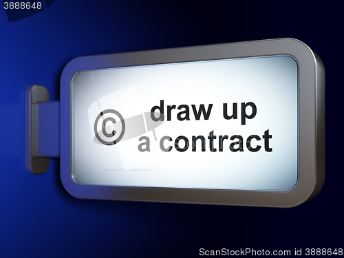 Image of Law concept: Draw up A contract and Copyright on billboard background