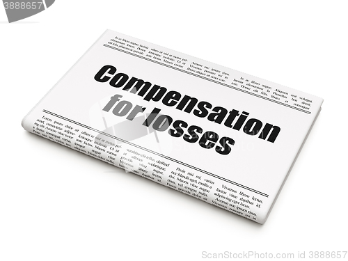 Image of Money concept: newspaper headline Compensation For losses