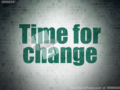 Image of Time concept: Time for Change on Digital Data Paper background