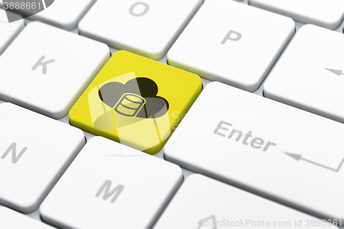 Image of Database concept: Database With Cloud on computer keyboard background
