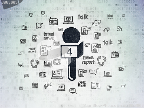 Image of News concept: Microphone on Digital Data Paper background
