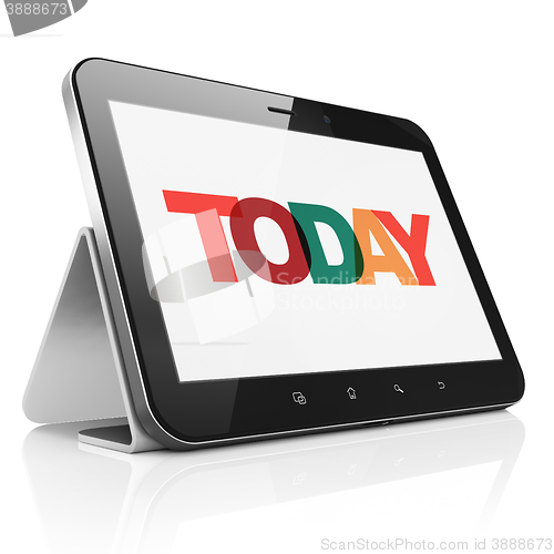 Image of Time concept: Tablet Computer with Today on  display