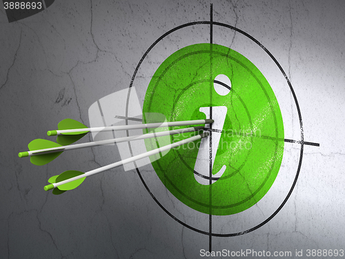 Image of Web development concept: arrows in Information target on wall background