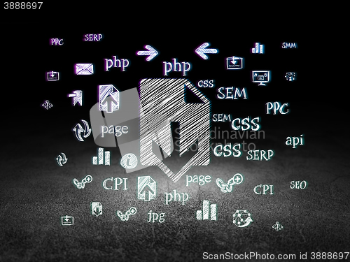 Image of Web development concept: Download in grunge dark room