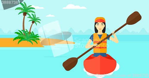 Image of Woman riding in canoe.