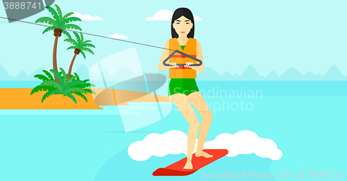 Image of Professional wakeboard sportswoman.