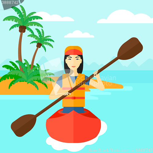 Image of Woman riding in canoe.