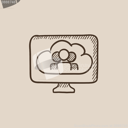 Image of Cloud computing sketch icon.