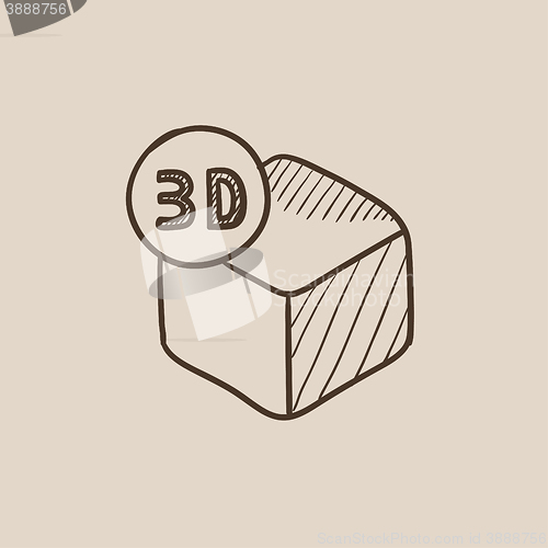 Image of Three D box sketch icon.