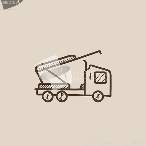 Image of Machine with a crane and cradles sketch icon.