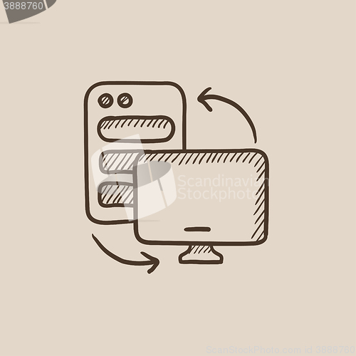 Image of Personal computer set sketch icon.