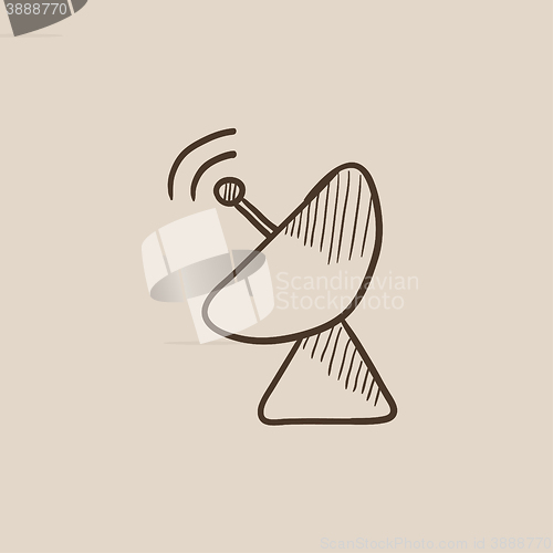 Image of Radar satellite dish sketch icon.