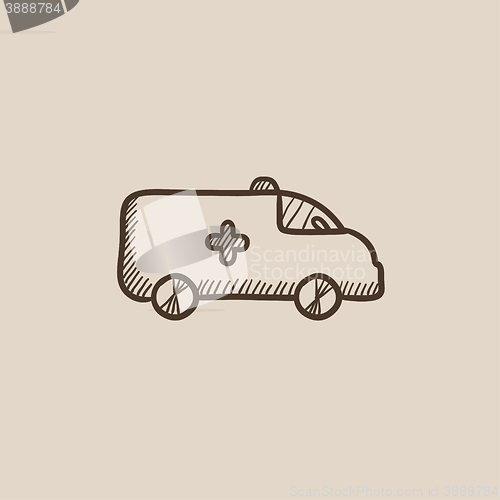 Image of Ambulance car sketch icon.