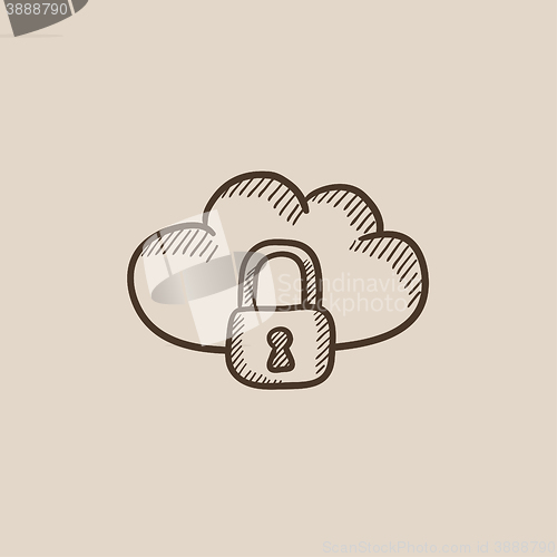 Image of Cloud computing security sketch icon.