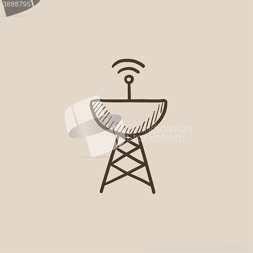 Image of Radar satellite dish sketch icon.