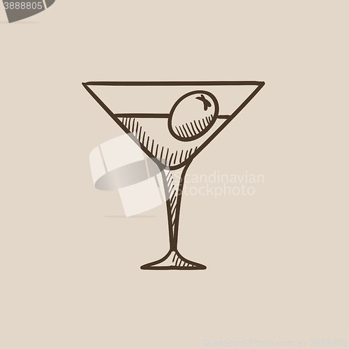 Image of Cocktail glass sketch icon.