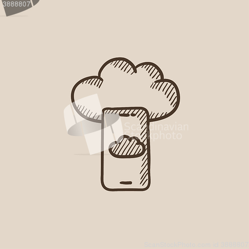 Image of Cloud computing sketch icon.