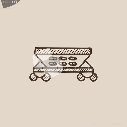 Image of Cargo wagon sketch icon.