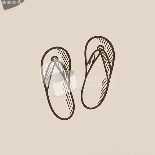 Image of Beach slipper sketch icon.