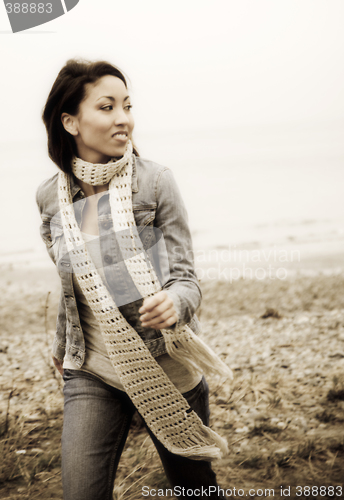 Image of Running beautiful woman