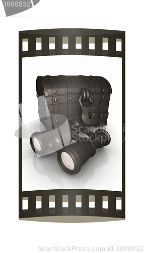 Image of binoculars and chest. The film strip