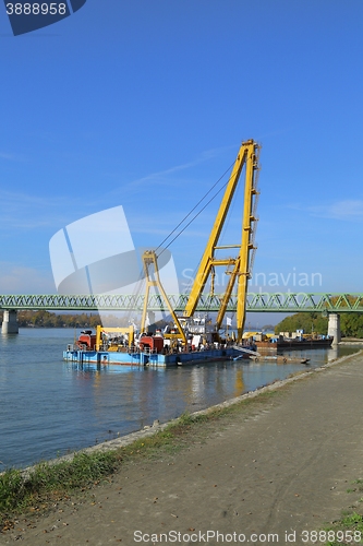 Image of Barges with construction equipment