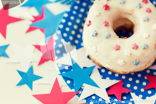 Image of donut with star decoration on independence day