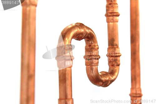 Image of copper pipes isolated