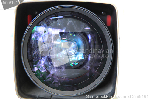 Image of old damaged lens of tv camera