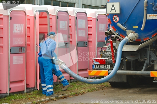 Image of Toilets Being Cleaned