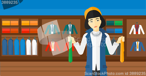 Image of Customer choosing neckties.