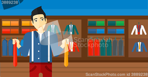 Image of Customer choosing neckties.