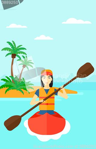 Image of Woman riding in canoe.