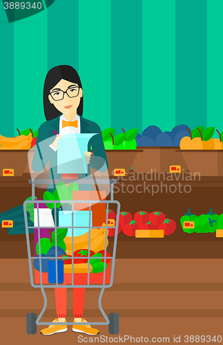 Image of Woman with shopping list.