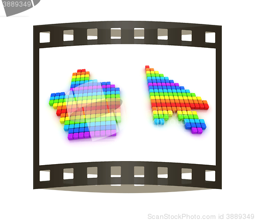 Image of Set of Link selection computer mouse cursor on white background. The film strip