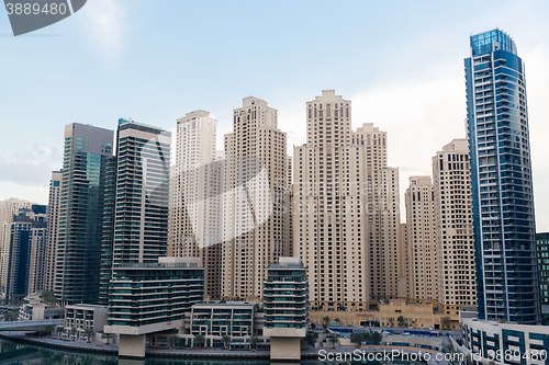 Image of Dubai city business district with skyscrapers