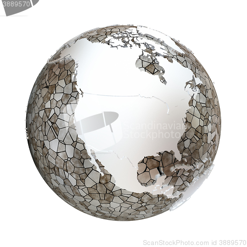 Image of North America on metallic Earth