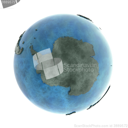 Image of Antarctica on marble planet Earth