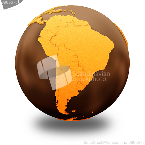 Image of South America on chocolate Earth